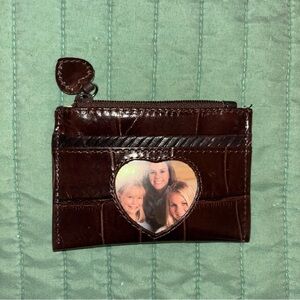 Brighton Dark Brown Leather Card Holder w/ Flowers Inside VINTAGE NWOT!!